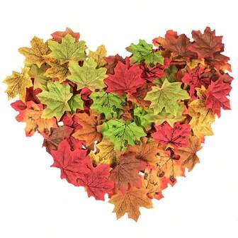 100pcs 8cm Assorted Red, Yellow & More Artificial Maple Leaves, Instagrammable Decor, Photography Backdrop, Wedding/Party Decoration, Autumn Kindergarten DIY Craft, Halloween & Christmas Home Window Display