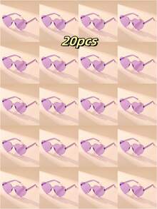 14pcs, 5pcs, 30pcs, 12pcs, 15pcs Combo Pack, 1 Style Random Color Bear Design Unisex Heart Shaped Fashionable Glasses, Suitable For Party, Wedding, Gift, Festival Accessories, Women Casual Outfit, Beach Accessories, Women - Multicolor - View 31