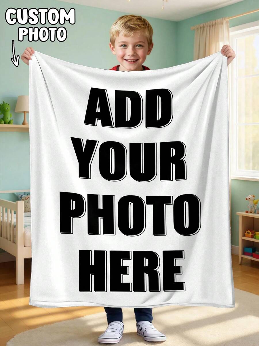 1pc Customizable Photo Blanket, Family Blanket, Photo Blanket, 9-Grid Pattern, Memorial Blanket, Suitable As Gift For Girls, Boys, Adults, Valentine's Day, Lightweight, Baby Blanket, Personalized Fleece Blanket, Personalized Photo Blanket, Personalized Throw Blanket, Personalized Baby Blanket, Newborn Blanket, Suitable For Mother's Day, Birthday, Children's Day, Father's Day, Graduation, Wedding, Christmas, Halloween