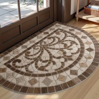 1pc Semicircular Brick-Patterned Doormat - Easy To Clean Soft Carpet - Suitable For Hallway, Bar, Cafe, Living Room, Bedroom, Bathroom, Patio