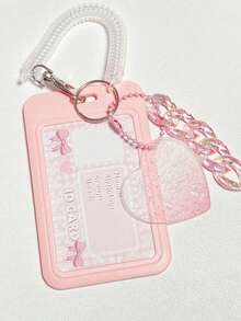 Transparent Pink Star-Shaped Pendant Keychain Card Holder/Photo Holder, Durable Clear ID Card Clip Macaron Color Acrylic Decorative Chain Keychain DIY Pendant Jelly Color High Elasticity Telephone Wire Hair Scrunchies, Detachable - Multicolor - View 7