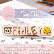 (CUSTOMIZED)1pc Customized Wooden Puzzle,1st Birthday Gift For Toddlers,Preschoolers Toys For 1,2,3,4,5,6 Years Old Children,Montessori Toys For Kids,Early Education Toys For Boys,Cognitive Toys For Girls,Beatiful Color Suitable Girls,Personalized Name Puzzle,Customized 3D Alphabet Jigsaw Puzzle, - Peach Brown - View 4