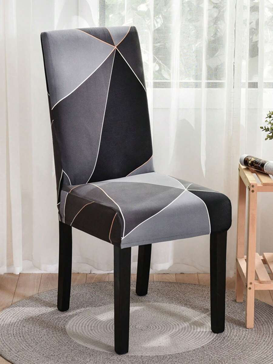 2/4/6pcs Printed Stretch Chair Covers, Living Room Dining Table Chair Protector, Home Decor Seat Covers - Black - View 1