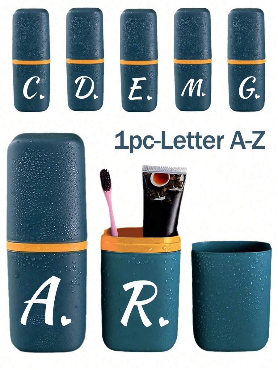 A-Z Buchstaben & Herz Design tragbare Zahnbürstenhülle, hält Ihre Zahnbürste sauber und praktisch zum Mitnehmen! Reise Zahnbürstenhalter, tragbare Zahnbürstenbecher mit Deckel, geeignet für Reisen, Camping, Geschäftsreisen und Schule, multifunktionaler Zahnbürstenbecher Badezimmer Accessoires - Verschiedenfarbig - Übersicht 1