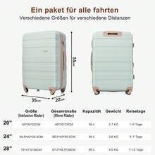 Luggage Set, L-XL Set, ABS Hard Shell Suitcase, Durable Luggage Set, Suitcase With Spinner Wheels And Lock, With Travel Organizer, Gray Green - Green + ABS - View 7