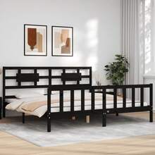vidaXL Massivholzbett Mit Kopfteil Schwarz 200x200 Cm - nero - Visualizzare 5