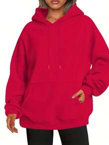 4pcs Women's Casual Hooded Sweatshirt - Women's Outdoor Sweatshirt, Solid Color, Regular Fit, Long Sleeve, Front Pocket Pullover, Versatile For Office And Casual Wear, Street Style Essential, Minimalist Design, Durable Construction, Unisex Style, Urban Style, Suitable For Holiday Gifts - 彩色 - 查看 12