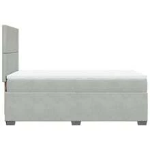 vidaXL Boxspringbett Mit Matratze Hellgrau 90x200 Cm Samt - Grey - View 9