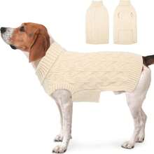 1 Áo len mùa đông cho chó, Váy chui đầu bằng vải Acrylic dệt kim co giãn mềm mại, Quần áo ấm cho chó vào mùa đông, Thích hợp cho Giáng sinh, Yorkies, Shih Tzus và các giống chó nhỏ/trung bình/lớn khác - Màu be - Xem 10