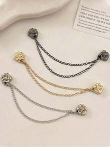 3pcs/Set Adjustable Magnetic Camellia Cuff Clips - Durable Alloy, Detachable Hem Clips, Suitable For T-Shirts, Dresses, Pants, Shorten Oversized Sleeves - Multicolor 2 - View 3