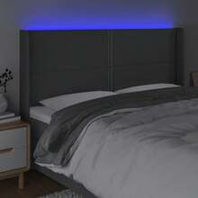 vidaXL LED Kopfteil dunkelgrau 203x16x118/128 cm Stoff - Grau - Übersicht 4