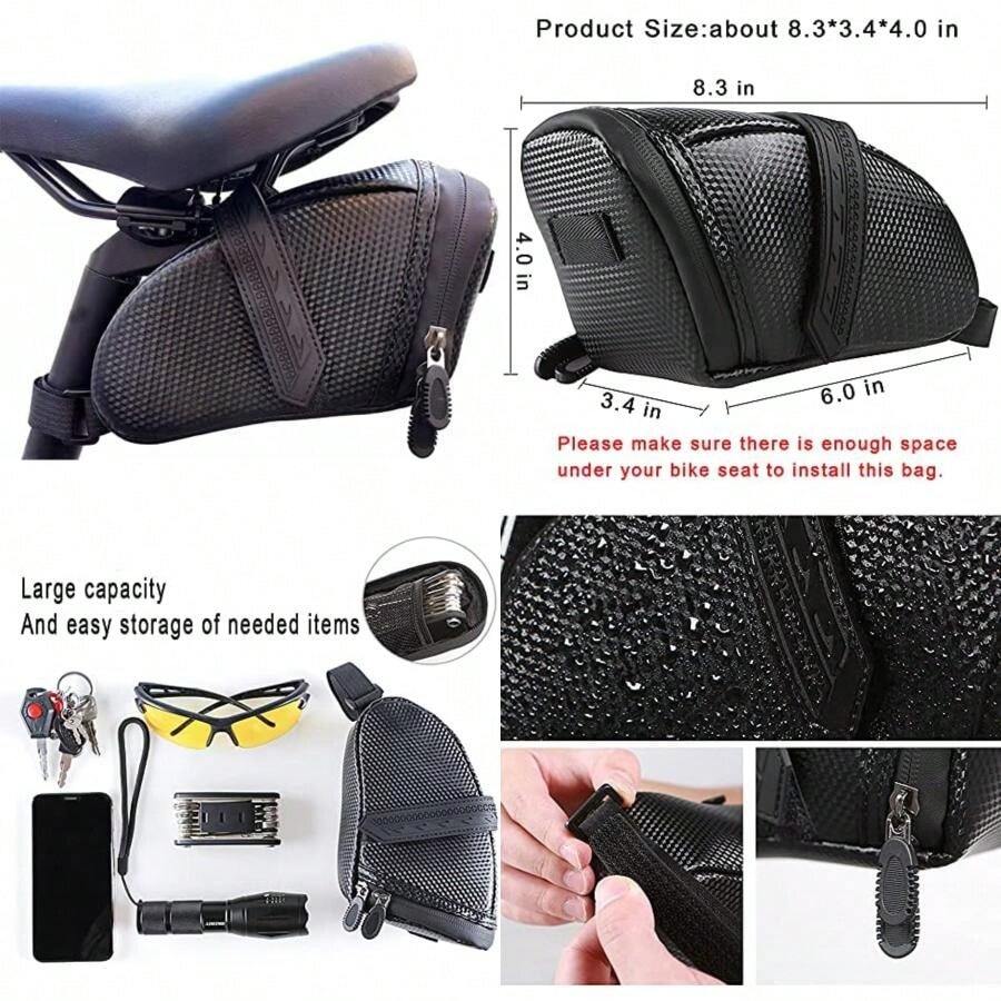 Bicycle Seat Bag Water Proof,Bike Pack Under Seat,Bike Tail Large Capacity Saddle Bag,Wedge Saddle Bag for Bike,Cycling Accessories(default) - Multicolor - Ver 1