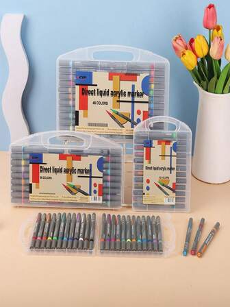 12pcs Liquid Acrylic Marker Pens, Professional Art Painting, DIY Scrapbooking, Graffiti