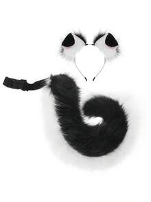 Floppy Ear Plush Puppy Headband Set, Curly Tail Puppy Funny Dress Up Props Set, Animal Costume Set, Silly Cosplay Live Streaming Props, Party Stage Props,Valentine's Day Costume - A - 查看 10