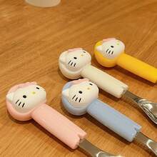 Sanrio 1支/4支装Hello Kitty 304不锈钢勺，可爱卡通手柄，握感舒适，适用于日常用餐、甜点/汤品、居家、野餐、家庭聚会、朋友聚会、生日礼物、派对餐具，材质厚实，兼具美观与实用性。