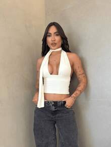 Top Feminino Dib Multiformas Livia Simples Costas nuas Larissa Sem Costas  Feminino - Branco - Visão 1