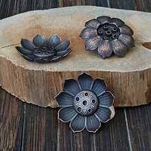 1pc/2pcs Set, Lotus Incense Burner Base Stand, 3D Multi-Layer Lotus Shaped, Zen Decor Incense Holder, Home & Tea Room Fragrance Decoration, Incense & Agarwood Holder, Chinese Incense Art Accessory - Copper - View 4