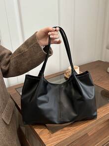 Minimalist Style Women's Shoulder Bag, Tote Bag, Fashion Large Capacity Handbag - Black - View 8