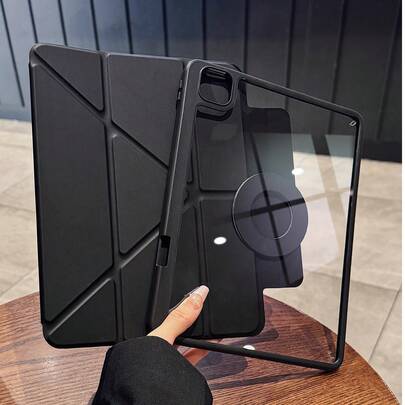 磁吸式可拆卸平板电脑保护套，适用于 iPad A16，3+Y 折叠设计，带笔槽，透明亚克力底壳，适配 iPad 第十代，也适配 iPad Pro 11 英寸（2020/2021/2022）、iPad Air 11 英寸（M2）、iPad Air 11 英寸（M3）、iPad Mini 7/6 英寸，多角度支架，智能睡眠/唤醒功能，也适配 iPad 第九代。