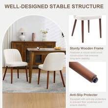 mteryoing Modern Upholstered Dining Chair - Scalable Set Of 2/4/6/8, Padded Fabric Seat & Wood Legs For All-Day Comfort In Kitchen, Restaurant & Cafe - Beige-set of 4 - 查看 8