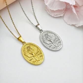 1 pieza Elegante colgante de ARCÁNGEL METATRÓN de acero inoxidable, collar con colgante grande de doble cara de acero de titanio estilo hip hop, chapado en oro