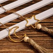 6pcs Bohemian Style Metal Crescent Moon Tassel Hanging Decor, Fashionable Star & Moon Pendant, With Hemp Rope Tassel Ornaments, Religious Theme, Suitable For Ramadan Holidays, Eid Al-Fitr, Ramadan Decoration, Party Decor, Wall Decor - Multicolor - View 4