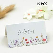 15/30 Pcs Flower Accents Place Cards, Folded Name Cards For Wedding Reception Bridal Shower Seating, Table Cards, Table Place Tag, Name Place Card, Table Post Cards, Table Cards Label - Multicolor - View 8
