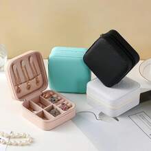 1pc 5cm Jewelry Storage Box, Multi-Piece Jewelry Organizer, Portable Earring Case, Travel Jewelry Organizer, Layer-Separated Anti-Knot Design, Essential Travel Accessory Pouch For Business Trips & Vacations, Zippered Travel Bag, Wedding Souvenir, Birthday Gift, Romantic Gift, Romantic Home Decor, Portable Elegance, Gift For Girlfriend's Birthday, Best Friend's Wedding Gift