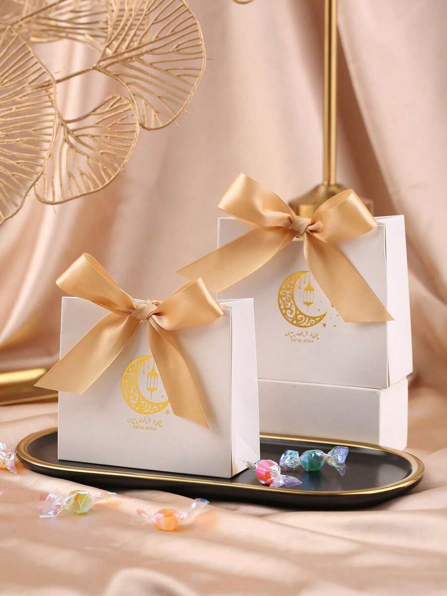 10pcs/Pack Eid Al-Adha, Eid Mubarak Party Favor Gift Candy Paper Boxes - Multicolor - View 1