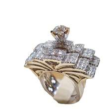 New Full Diamond Eight Hearts Eight Arrows Zirconia Set Ring Creative Banquet Wedding Engagement Ring Simple And Elegant, Suitable For Daily Wear Or Party Fashion Women's Ring Jewelry Accessories Exquisite Gift For Women - A Pair - View 3