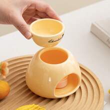 1pc Ceramic Standalone Chocolate Melting Pot, Suitable For Melting Cheese, Chocolate, Butter And Caramel. Ideal For Date Night, Birthday, Wedding And Christmas Celebrations. Also Great For Small Hot Pot, Baking And DIY Cooking Projects, Meets Various Cooking Needs. - Multicolor - View 2
