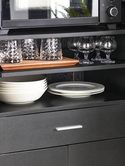 SoBuy FSB09 SCH, Mobile Kitchen Cabinet Microwave Oven Storage Trolley Dining Room On Wheels, Zwart view 10