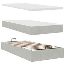 vidaXL Samt-Ottomanen-Bett Mit Matratze, Hellgrau, 180x200 Cm - Grey - View 8