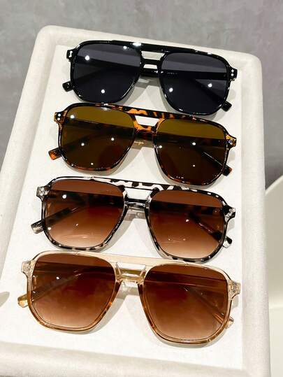 4pcs Women Square Frame All-Season Street Style Stylish Futuristic Hot Girl Style Fashion Eyeglasses,For Women-Outdoor Casual Activities,Appointment Outfits,Bachelorette Party,Beach Accessories