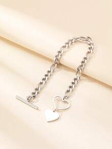 Minimalist Elegant Heart Shaped Stainless Steel Pendant, Gift For Women - Bracelet - View 4