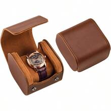 GSYY Watch Travel Case Single PU Leather Watch Roll Box For Men Pable Watch Holder Organizer Gif Ideas -Brown - màu nâu - Xem 1