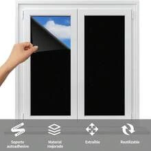 1Piezas-40x500CM Película de Vinilo para Ventanas Privacidad y Bloqueador de Luz Diurna Vinilo Adhesivo Negro para Ventana Window Film Película Térmica para Ventanas Aislante de Calor y Polarizado para Casa - Negro - Ver 10
