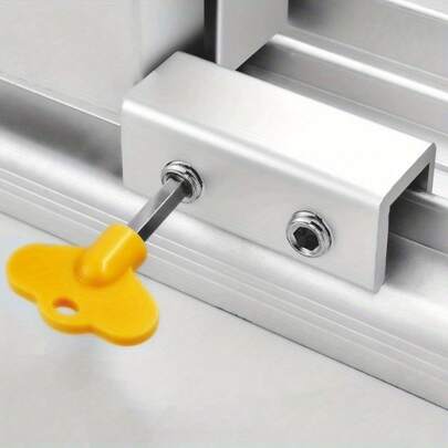 可调节窗锁止器锁适用于儿童和宠物防盗门锁免打孔滑动窗锁五金件