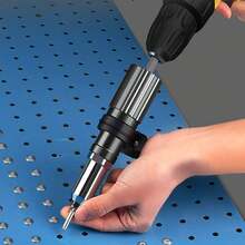 Pop Rivet Gun Tool, Professional Cordless Riveter Adapter Kit Riveter Nut Tool Drill Attachment For Cordless Electric Power Drill (4 Threaded Head Sizes: 2.4/3.2/4.0/4.8mm) - Black - View 8