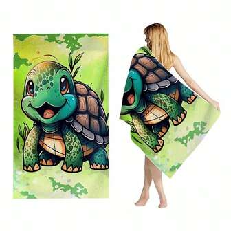 Disponible en múltiples tamaños, toalla de playa extra grande súper absorbente con estampado de tortuga de mar de dibujos animados, toalla de natación cómoda y de secado rápido, toalla de playa suave a prueba de arena para nadar, bañarse, viajar, picnic, acampar