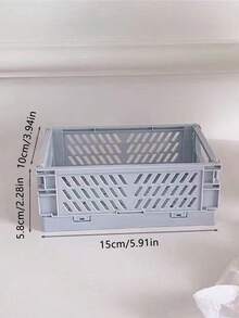 1pc Mini/Large Foldable Plastic Storage Basket, Desktop Collapsible Storage Box, Student Stationery Organizer Shelf, Small Item & Cosmetic Storage Basket, Stackable - Multicolor - View 17