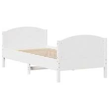 vidaXL Massivholzbett Ohne Matratze, Weiß, 75x190 Cm, Kiefernholz - White - View 5
