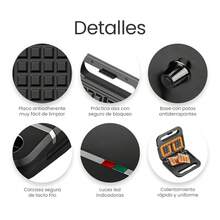 Waflera Electrica Para 2 Wafles Cuadrados, Maquina para Hacer Wafles de 750W con Placas de Acero Antiadherentes, Indicador de Encedido y Cerrado , Medida del Wafle: 4 X 4 Cm - Tipo de Enchufe A USA (110-127V) - Ver 3