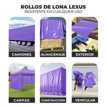 VINILMAX Lona Impermeable de 1.50x1m Uso Rudo con Protección UV para Exterior | Resistente a Polvo, Lluvia y Nieve | Ideal para Camiones, Obra y Construcción | Disponible en Varios Colores - Morado - Ver 5