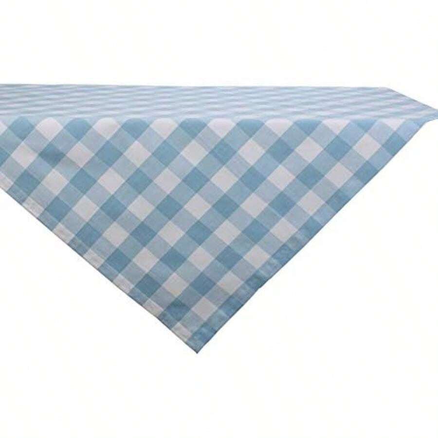 DII Buffalo Check Collection, Mantel clásico de Granja, Redondo de 70 Pulgadas, Azul Claro y Blanco(101.6 x 101.6 cm (Cuadrado) Azul claro y blanco) - Multicolor - Ver 1