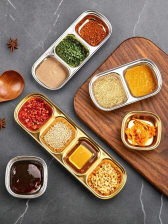 1pc 304 Stainless Steel Korean Style Sauce Dish, Good Quality And Aesthetically