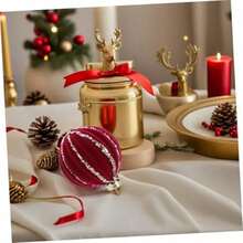 yHomoyoyo 16 Piezas Esferas Navideñas Inastillables de Bolas de Árbol de Navidad con Flocking Rojo para Decoracion Festiva Colgante Hogar Fiesta - rojo - Ver 5