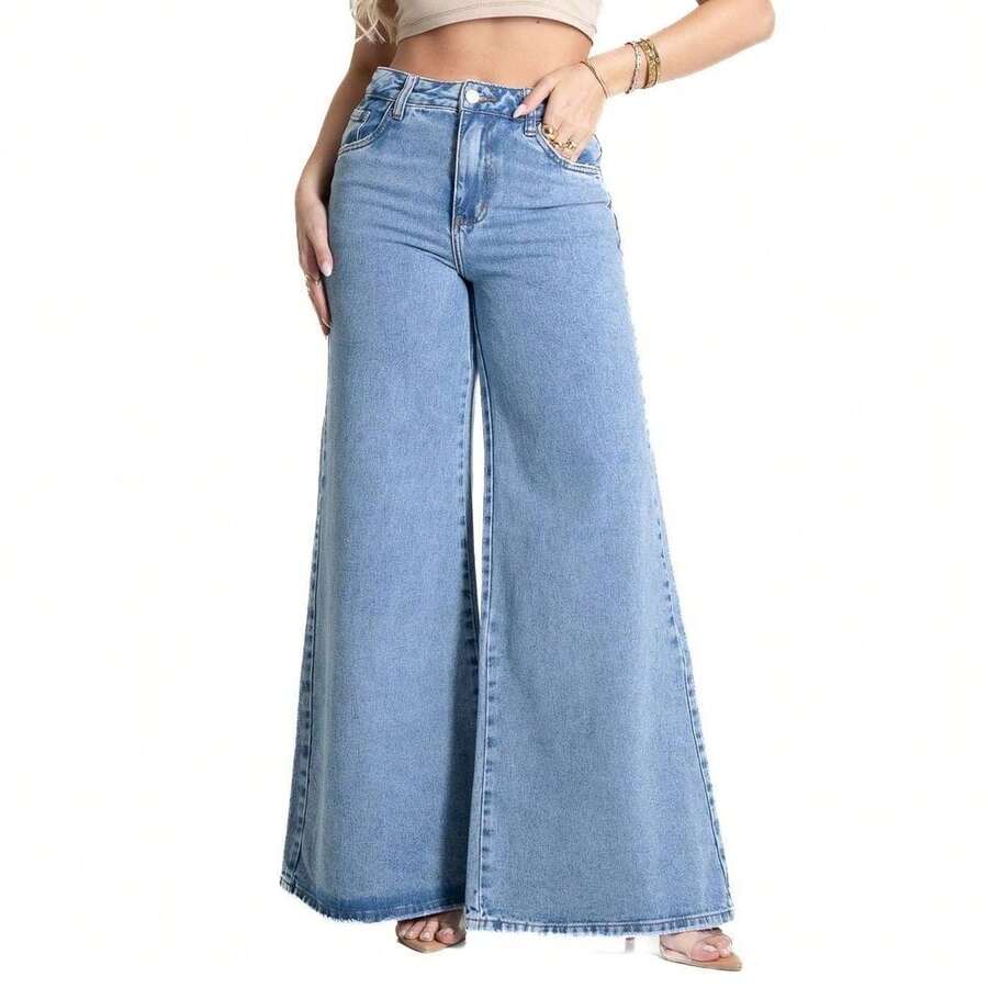 Calça Jeans Sawary Extra Wide Leg - 281604 - Azul - Visão 1