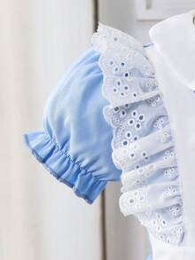 Đầm hầu gái cho bé gái, màu xanh dương và trắng, kiểu dáng công chúa Pháp cổ điển thanh lịch, thích hợp cho tiệc tùng. - Màu xanh nhạt - Xem 5