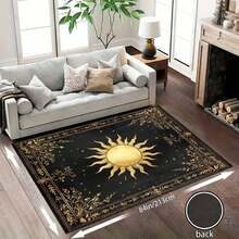 1Pc Large Mystical Moon & Golden Crescent Floral Area Rugs, Celestial Black With Golden Accents,Non-Slip Backing, Lightweight, Durable Polyester, Machine Washable, Easy To Clean, Soft Felt Back, Rug For Living Room, Bedroom Or Office, Sofa, Coffee Table, Kitchen, Bathroom, Balcony, Entrance Carpet, Apartment, Dormitory, Porch, Patio, Farmhouse Decor, Halloween, Fall Decor, Dark Academia Style, Indoor Use, Rugs For Living Room, Low Pile Carpet - 樣式 7 - 查看 13